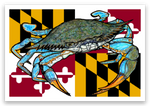 5" x 3.42" Maryland Flag Blue Crab Sticker