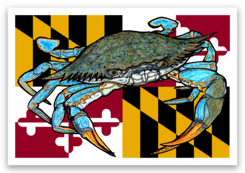 5" x 3.42" Maryland Flag Blue Crab Sticker