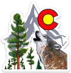 1.96" x 2" Mini Colorado Wolf Sticker