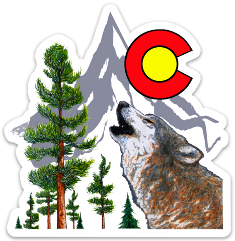 4" x 4.5" Colorado Wolf Sticker