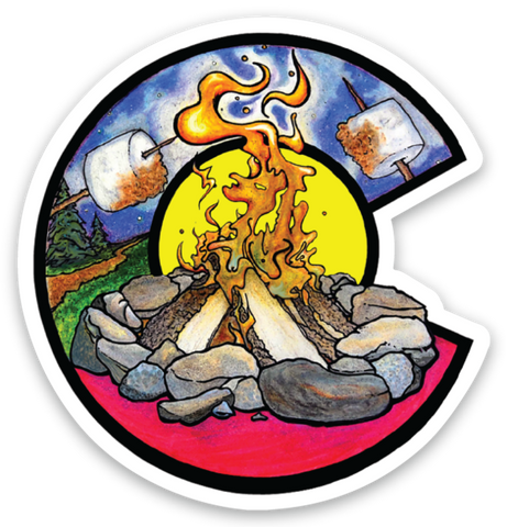 1.92" x 2" Mini Colorado Campfire Sticker