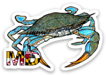 2" x 1.37" Mini Maryland Blue Crab Sticker