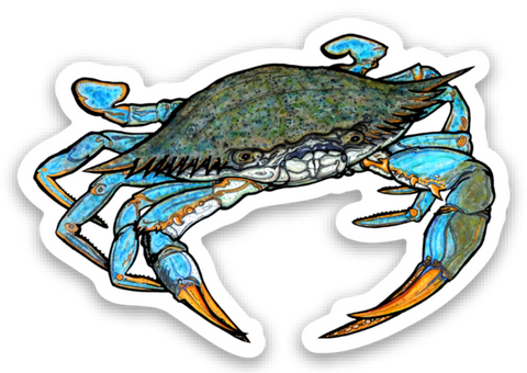 2" x 1.38" Mini Blue Crab Sticker