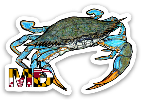 2" x 1.37" Mini Maryland Blue Crab Sticker